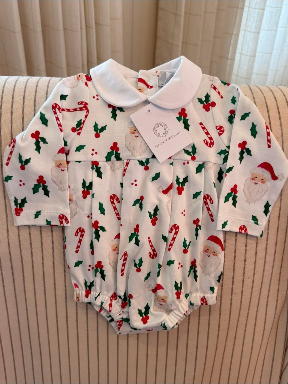 Holiday Santa & Candy Cane One-Piece - White/Red/Green